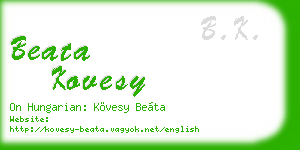 beata kovesy business card